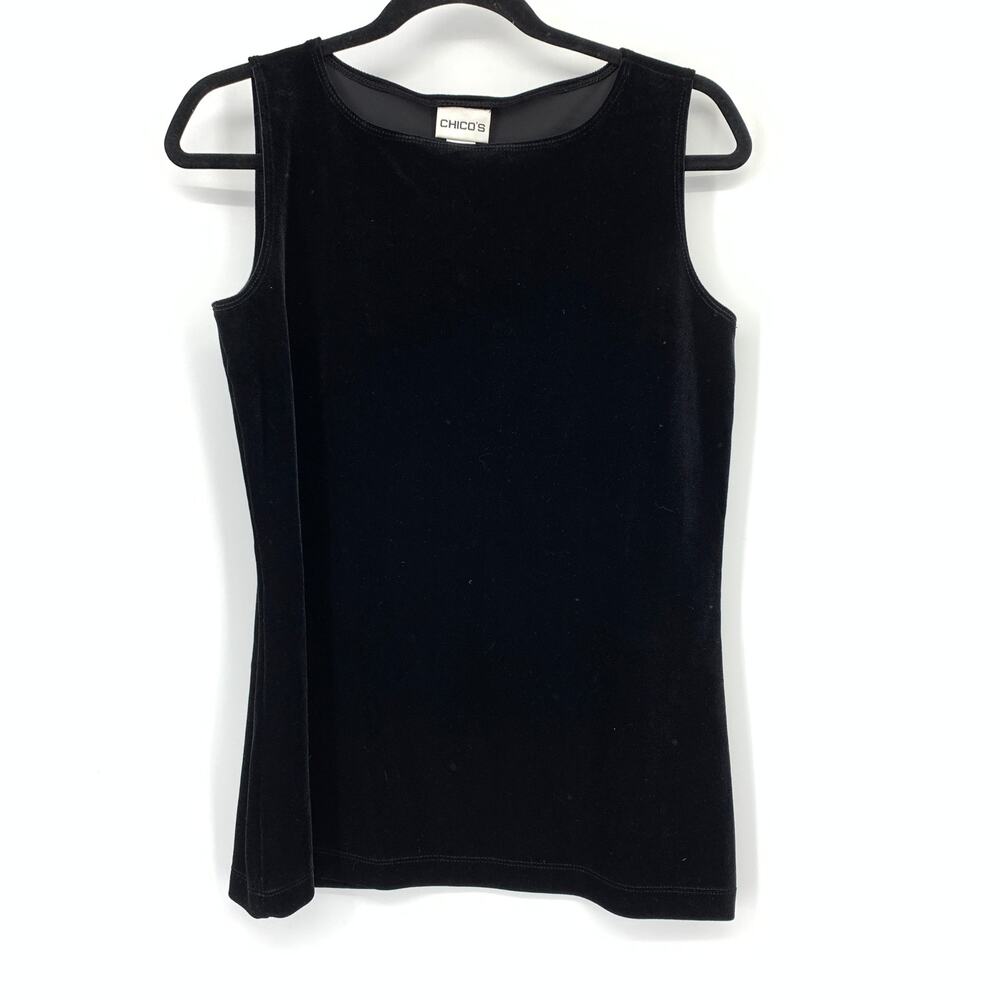 Chicos Sleeveless Tank Top Shell Womens Size 1 US Medium Black Velvet